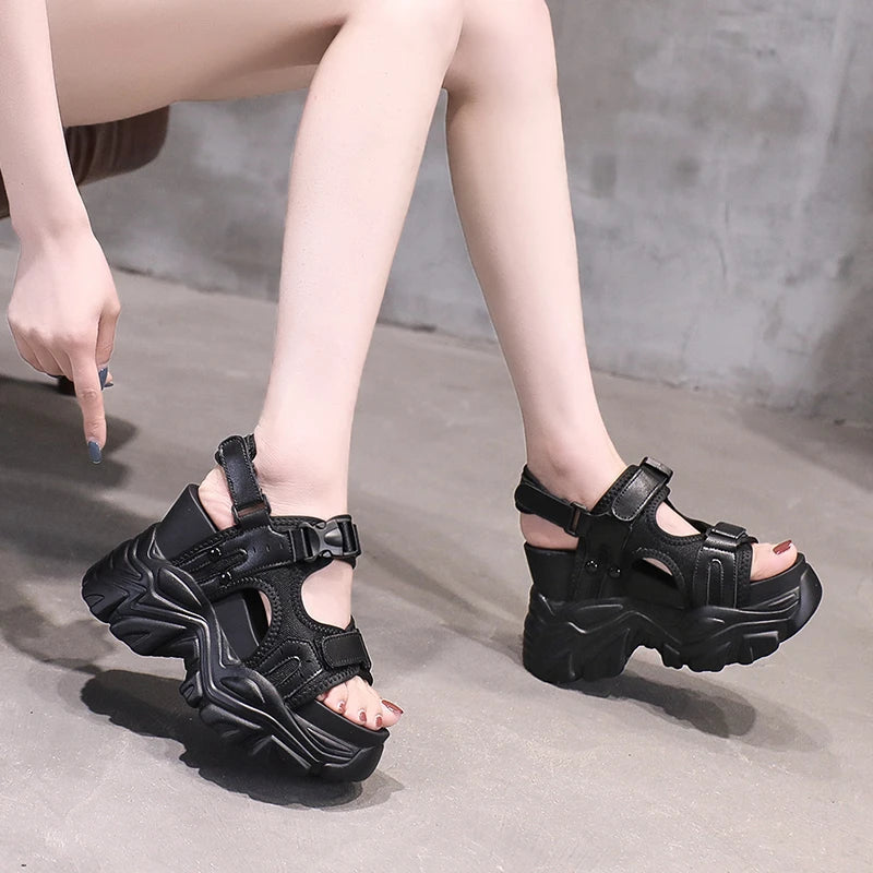 Peep-Toe Wedge Platform Sandals