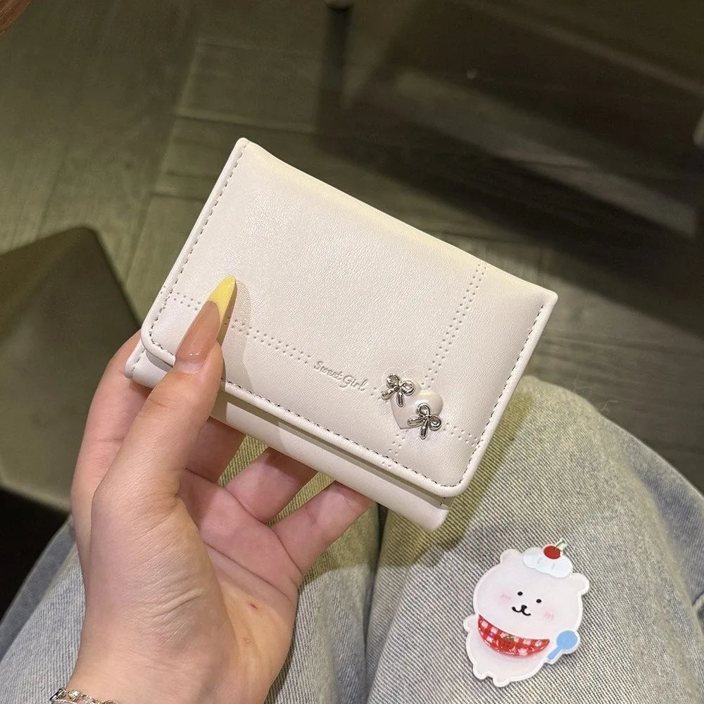 Simple Love Bow Short Wallet