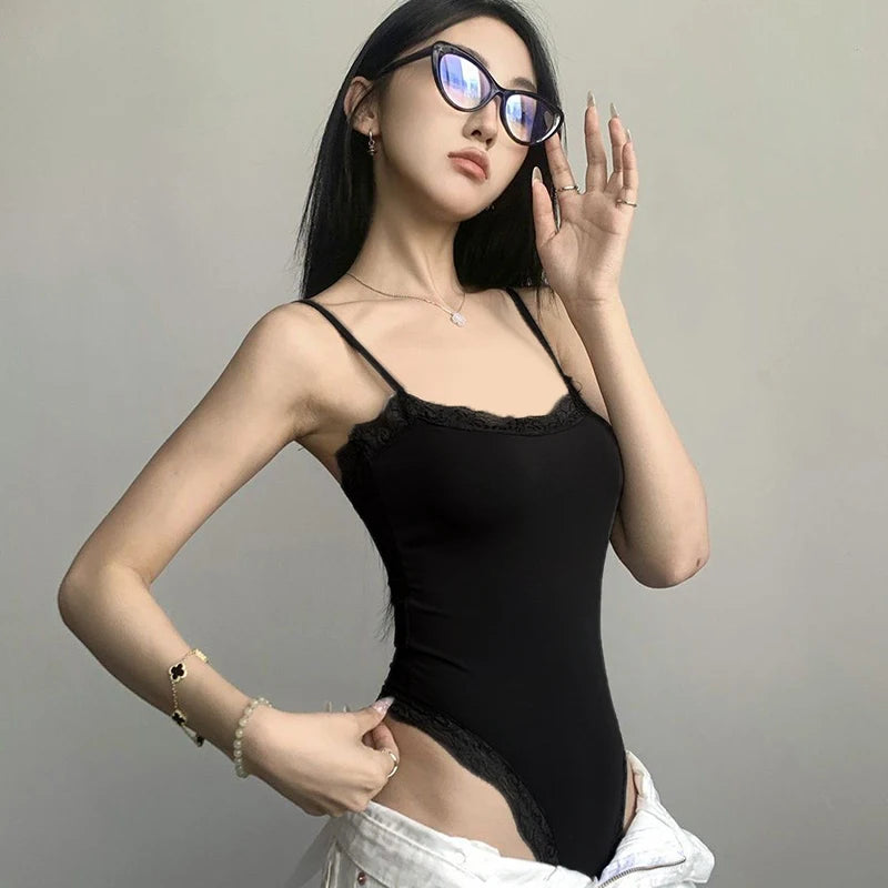 Lace Trim Sleeveless Bodysuit