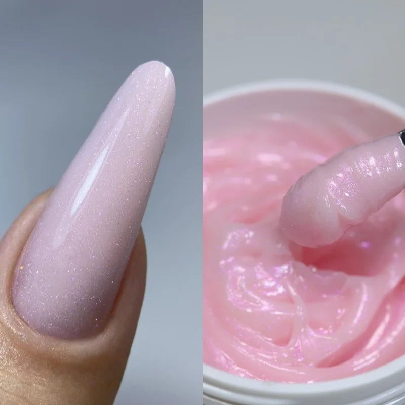 MSHARE 150ml Ice Blue Jelly Gel Builder Nail Extension Gel Tpo Hema Free Gel Nail Construction Cream Medium Shimmer UV Led Gel