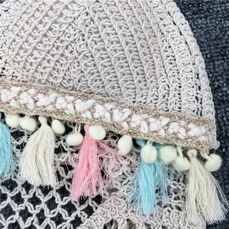 Boho Crochet Fringe Halter Crop Top