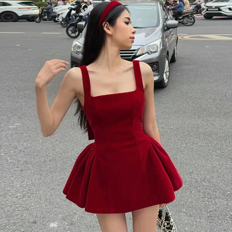 Bow-Back Velvet Dress