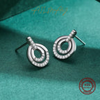 925 Sterling Silver Fashion Round Clear CZ Stud Earrings
