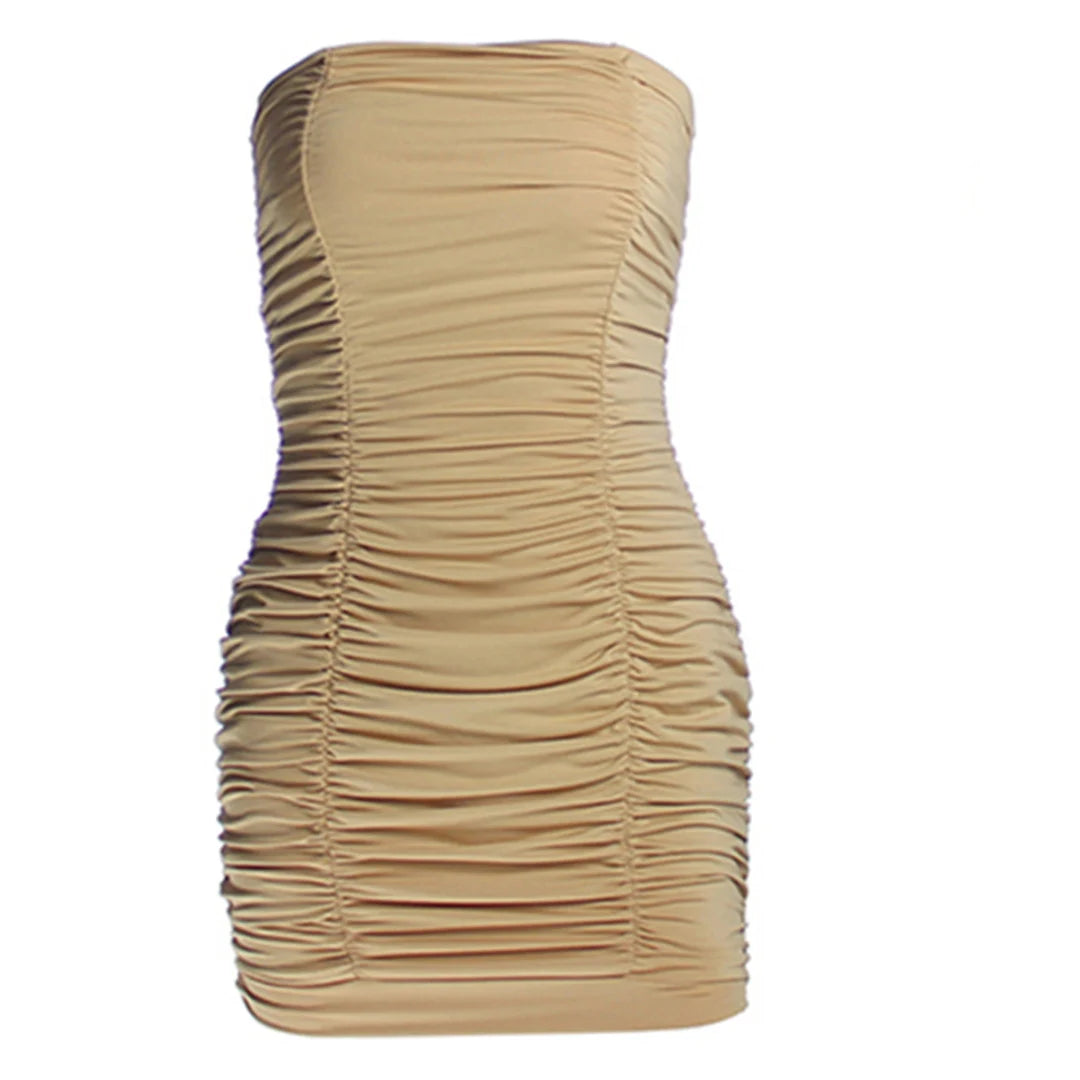 Bandeau Wrinkled Pleated Dress