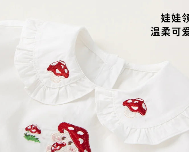 Solid Color Embroidered Denim Strap Skirt