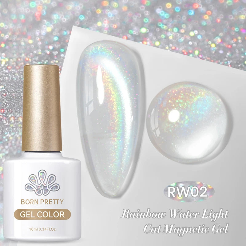BORN PRETTY 10ml Water Light Cat Magnetic Gel Nail Polish Shining Super Sliver-light Holographics Soak Off UV Gel Varnish