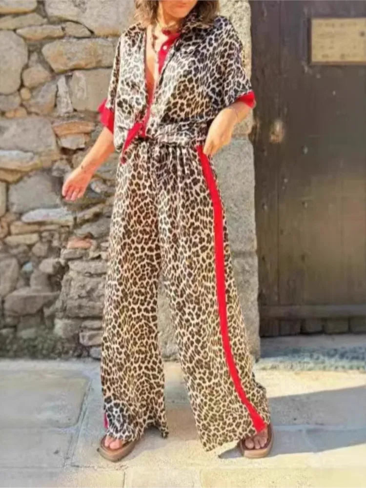 Leopard Print Trousers Set