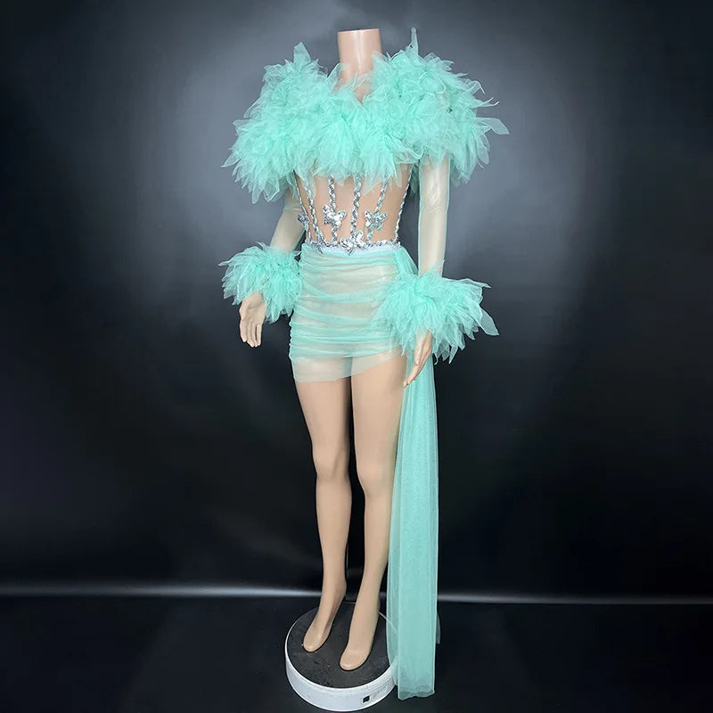 See Thru Feather Dress