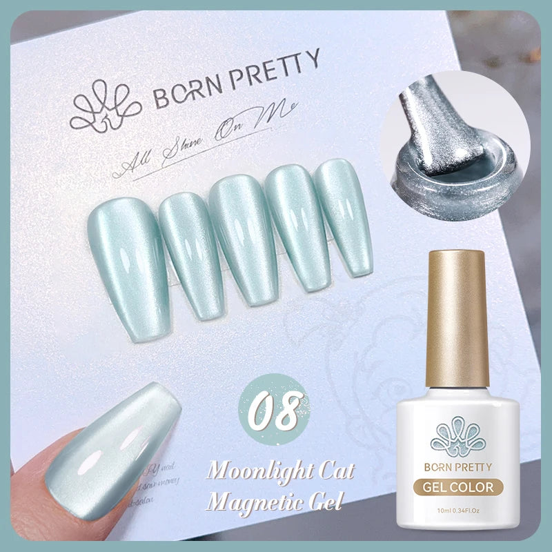BORN PRETTY 10ml Water Light Cat Magnetic Gel Nail Polish Shining Super Sliver-light Holographics Soak Off UV Gel Varnish