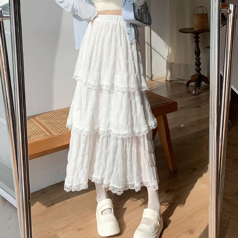 Lace Cake Puff Chiffon Skirt