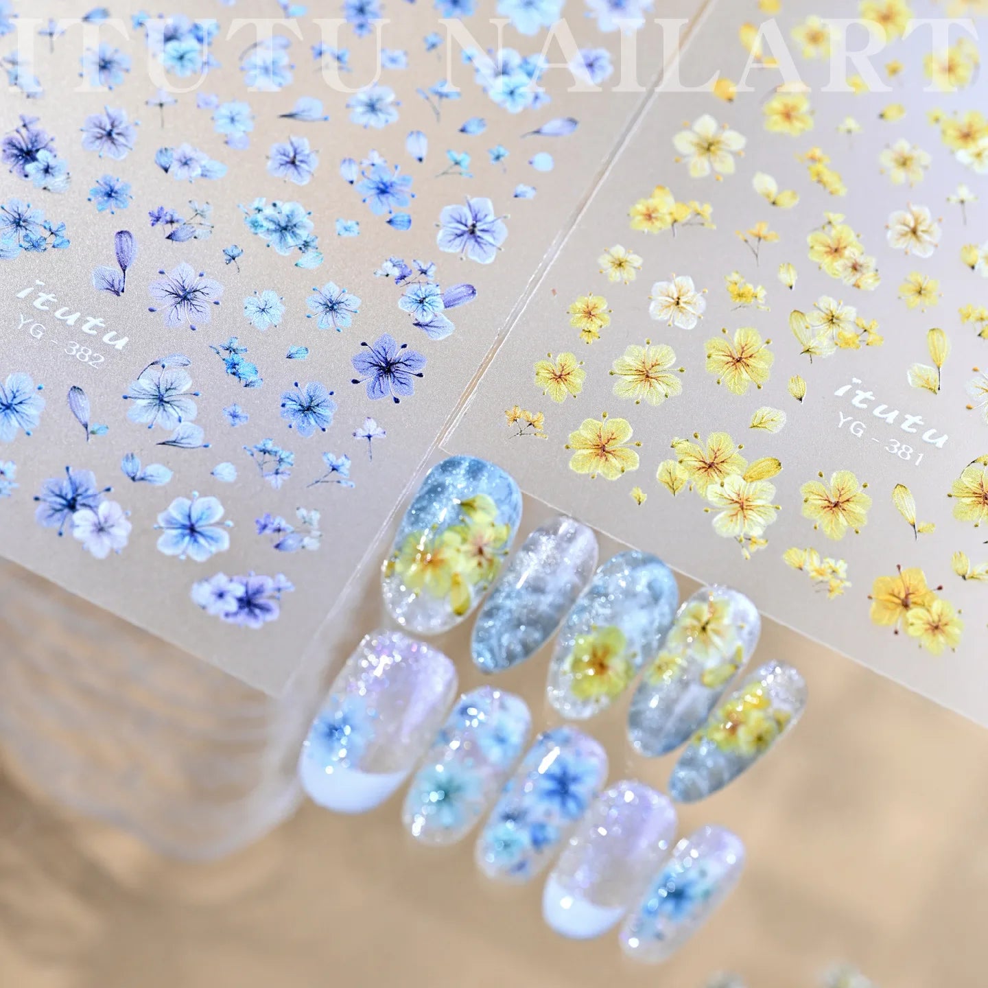 5D Relief Colorful Simulated Flower Nail Art Stickers 3D Embossed Lifelike Dry Petal Florets Decals Manicure Accessories