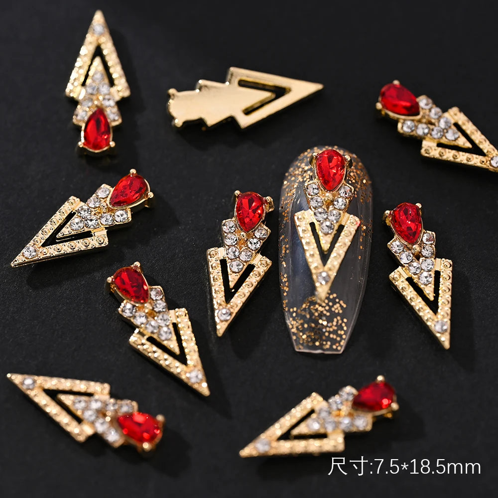 10Pcs Zircon Pendant Luxury Nail Art Charms 3D Gold Metal Nail Crystal Shinying Diamond Flowers/Butterlfy Manicure Accessories