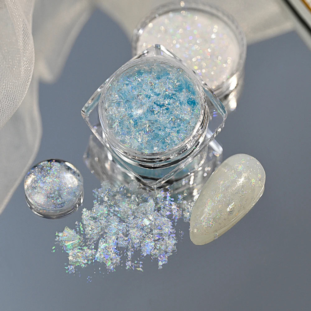5-Colors Dreamy Aurora Purple Brocade Nail Glitter Powder Ultra-thin Polarized Edelweiss Purple Powder DIY Manicure Opal Dust