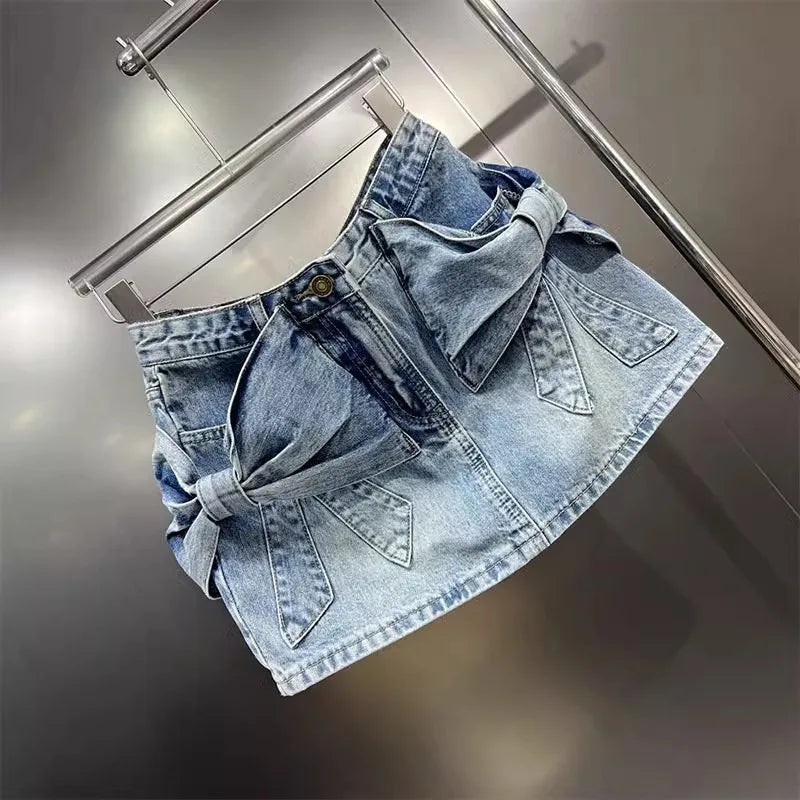 Bow Denim Skirt