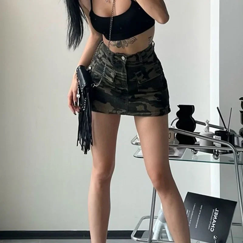 High Street Split Denim Skirt