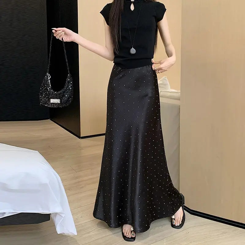 Glitter Rhinestone Mermaid Long Skirt