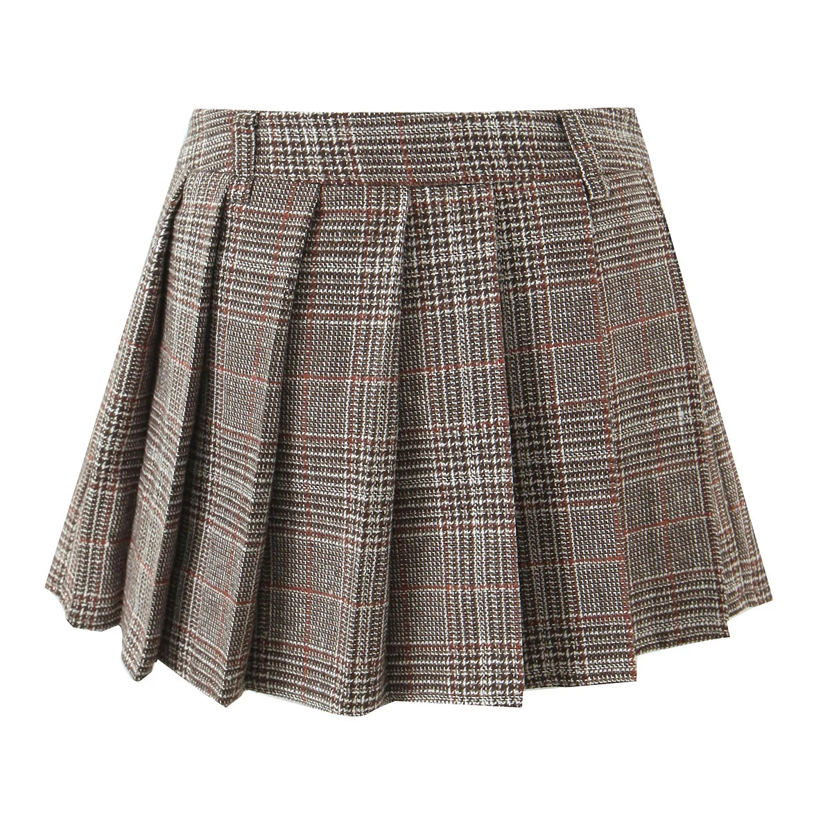Plaid Tweed Mini Pleated Skirt