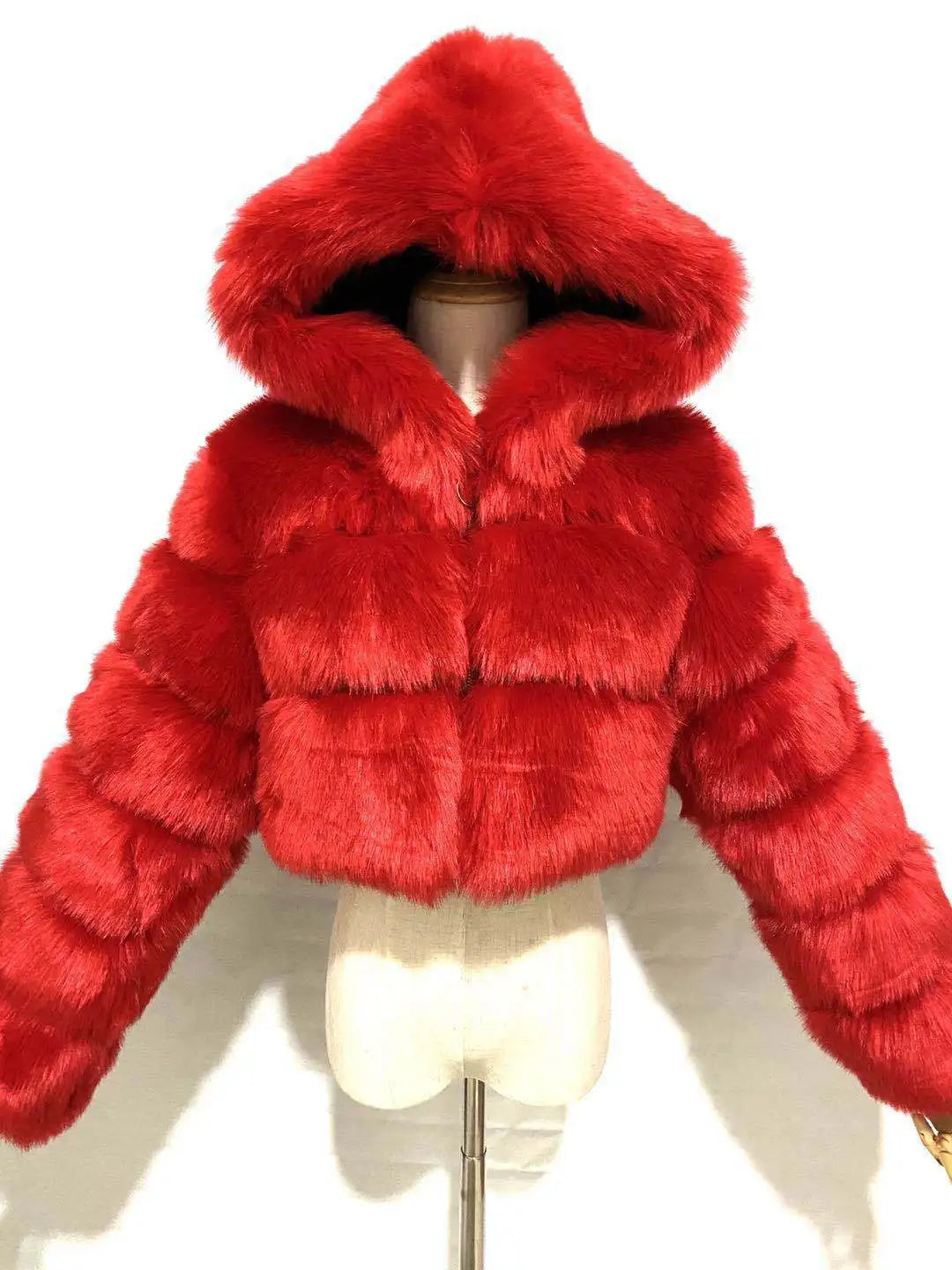 Women Faux Fox Fur Coats Short Work Fur Jackets Spliced Hooded Long Sleeves Thick Warm Fur Loose Y2k Casual 2025 Autumn Winter