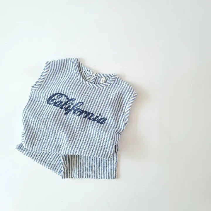 1～6歳 ベビー 男の子 ストライプ サマートラックスーツ 子供 レタープリント ノースリーブ 服セット ベビー 2点セット 韓国 夏 ファッション 服装