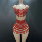 Mesh Rhinestones Dress