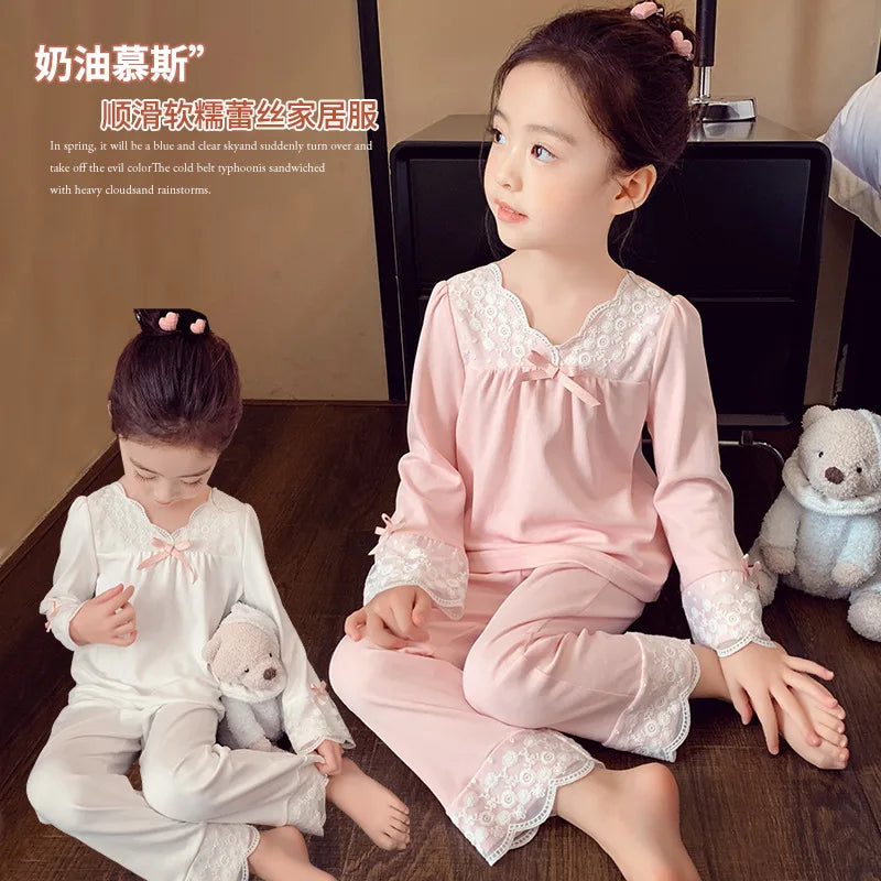 Long Sleeve Lace Detail Sleepwear Set