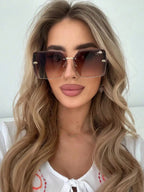 Crystal Encrusted Square Frame Sunglasses