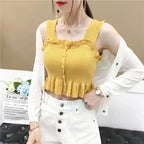 ITOOLIN Buttons Cropped T-Shirt