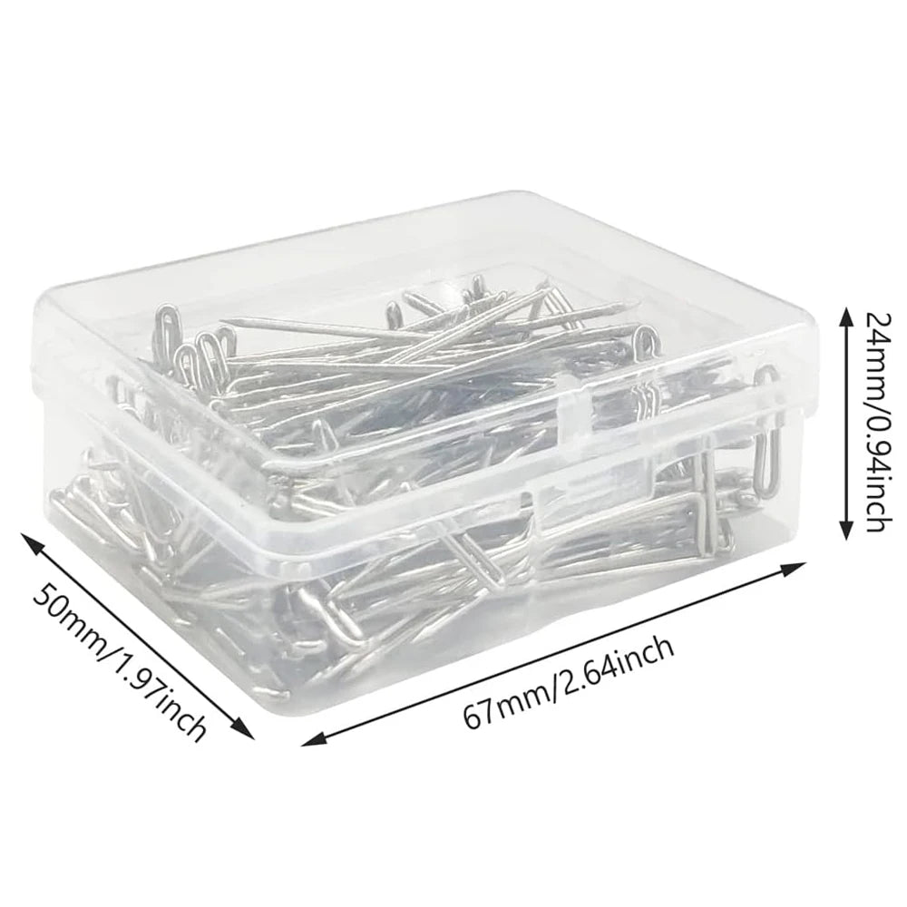 100pcs Long T pins Silver Wig Pins for Wigs Making/Display On Mannequin Canvas Head 38/51mm T pins needle Salon Styling Tools ﻿