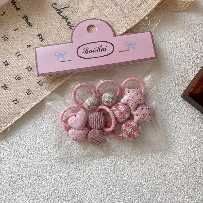 10PCS Korean Fashion Baby Girls Hair Ties Lovely Stars/Heart Girls Elastic Hair Bands Hair Accessories Baby Thumb Headwears Rope
