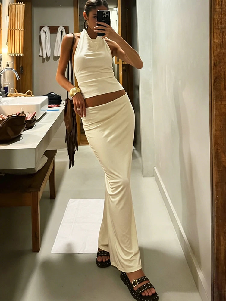 Weird Puss Simple Hollow 2 Piece Set