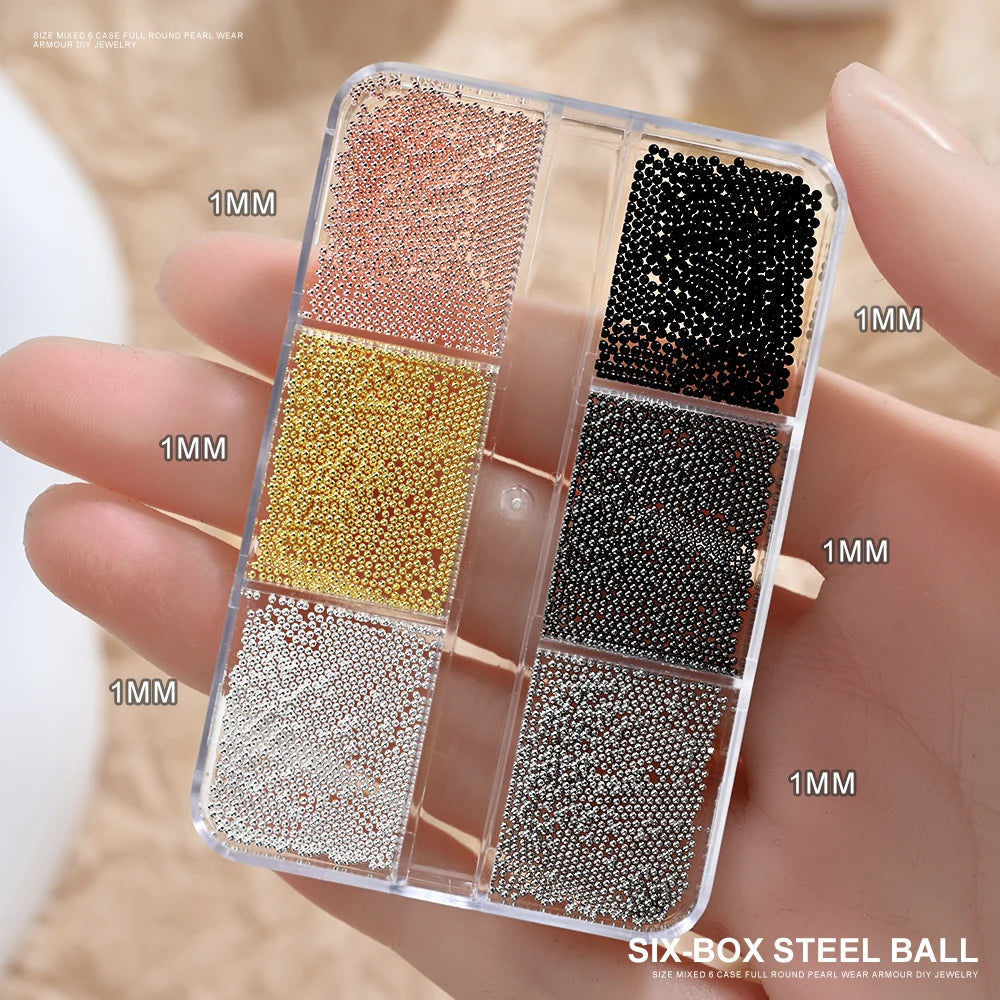Gold/Silver Stainless Steel Nail Art Beads 3D Mini Alloy Caviar Ball Nail Charm Metal Micro Caviars DIY Nails Jewelry Accessorie