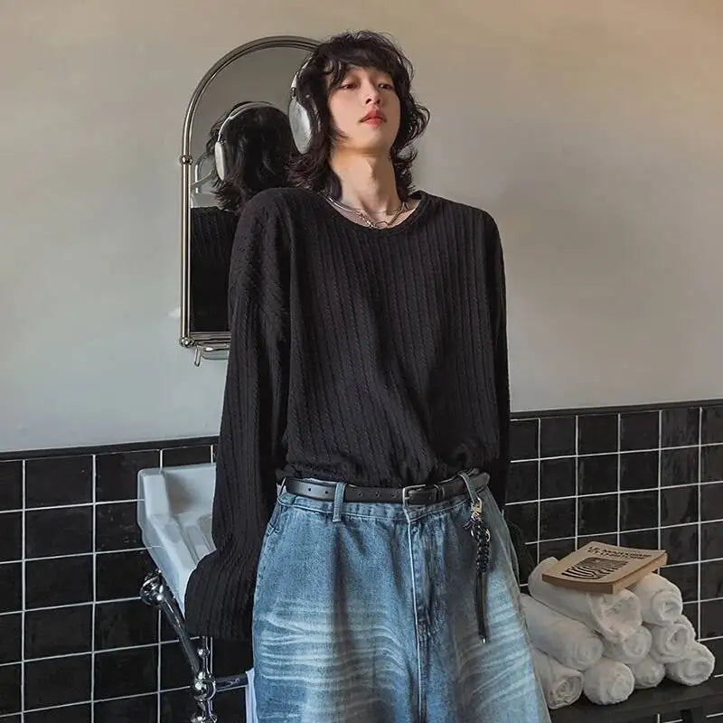 Round Collar Solid Color Casual Tee
