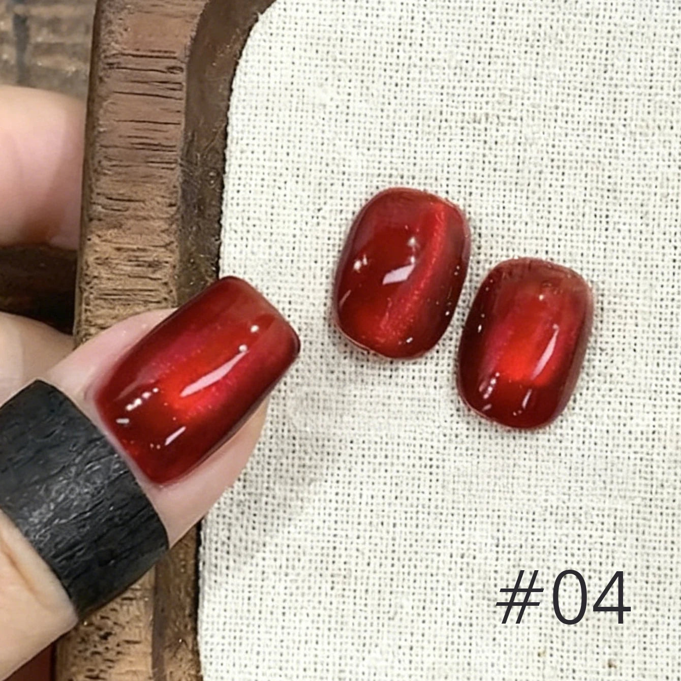 10ML 1-8PCS Red Cat Eye Nail Polish Red Nails 2026 New Cherry Wine Deep Red Glass Bead Magnet Cat Eye Spear Crystal Gel