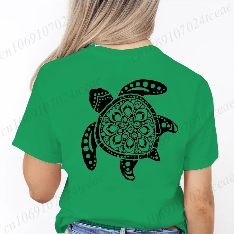 Sea Turtle Floral Print Tee