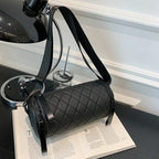 Diamond-Quilted Cylinder Bag