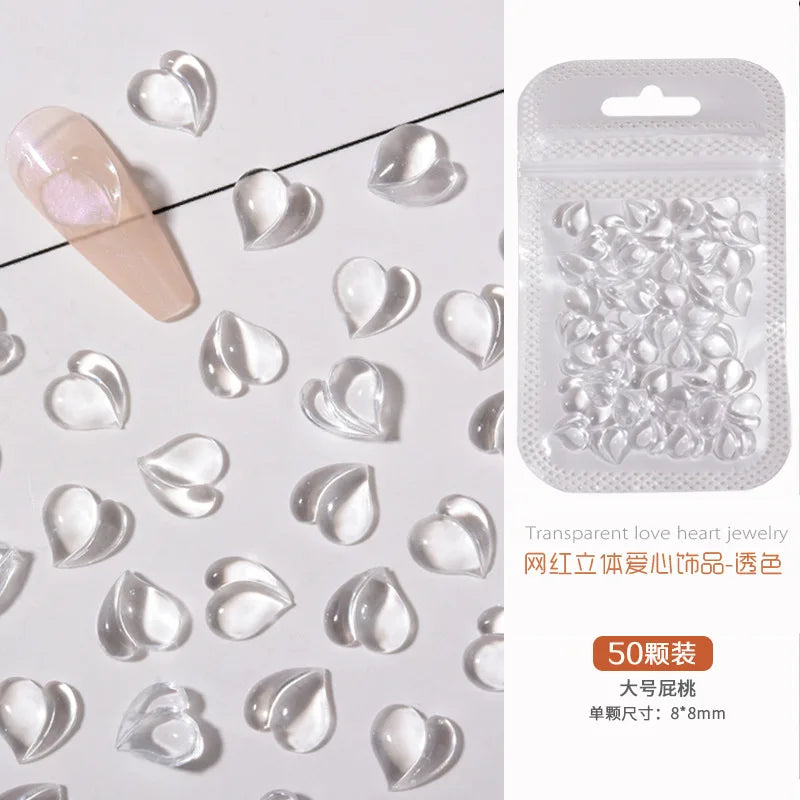 50PCS Aurora Acrylic 3D Nail Art Bow Charm For Nails Decoration Design Kawaii Manicure Accessories Bow-knot DIY Craft Supplies