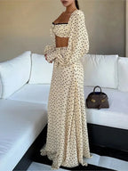 Fansumgo Cover-up Crop Tops And Maxi Skirt Set