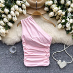 Asymmetrical Pleated Tank Top
