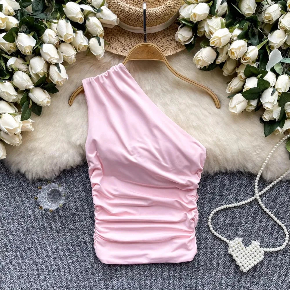 Asymmetrical Pleated Tank Top