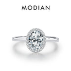 925 Sterling Silver Classic Geometric Round Oval Shape Zirconia Ring