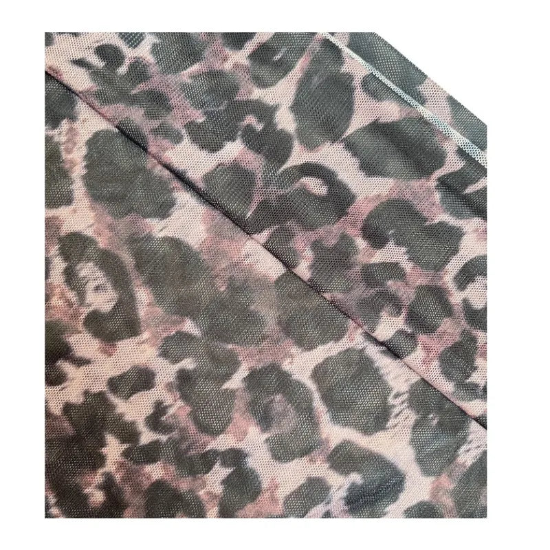 Leopard Print Short Sleeved Round Neck Tee