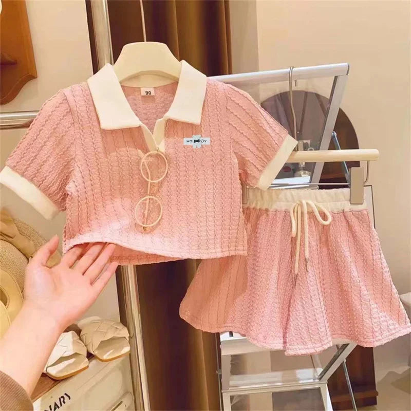 ガールズ服セット 夏 キッズ かわいい スイート 半袖トップス+ショートパンツ 2点セット 子供服 カジュアル 快適 スポーツウェア スーツ 2-10歳