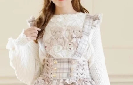 Cartoon Bear Knit Pullover Sweater