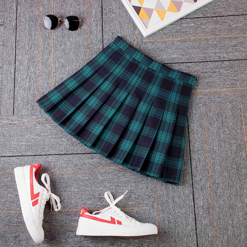 Pleated Plaid Skirt