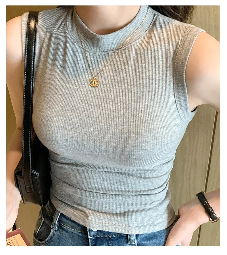 Round Neck Thread Sleeveless Shirt