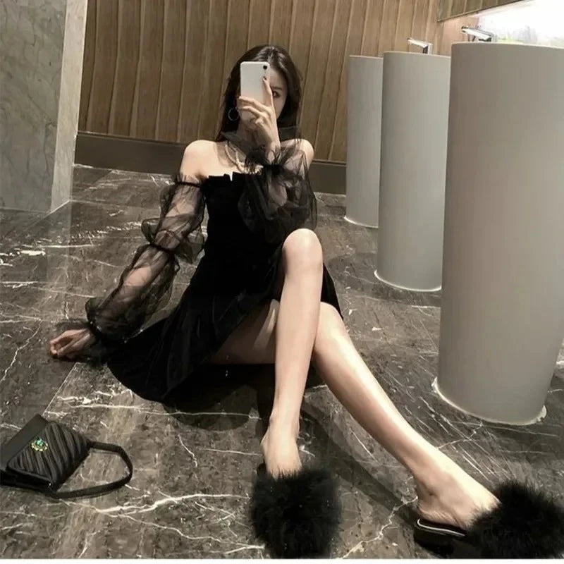 Lace Chiffon Mini Dress