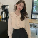 XPQBB Ruffled Peter Pan Collar Blouse