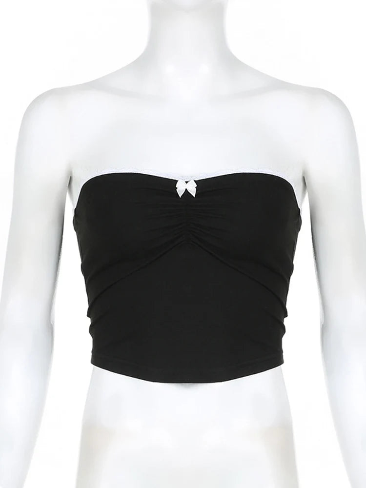 Contrast Bow Stitched Tube Top