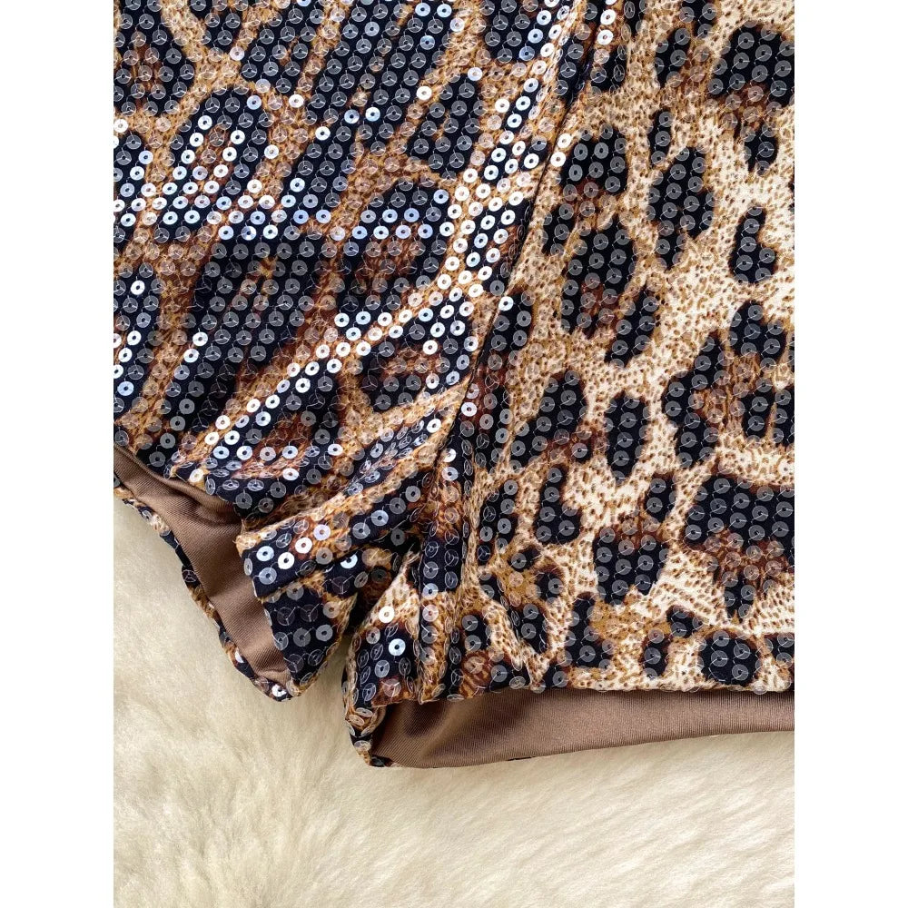 Leopard Sequin Shorts
