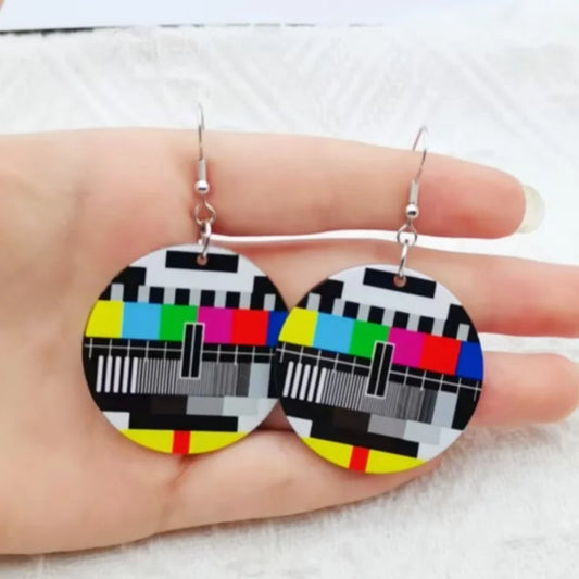Acrylic Double-Sided No Signal TV Earrings
